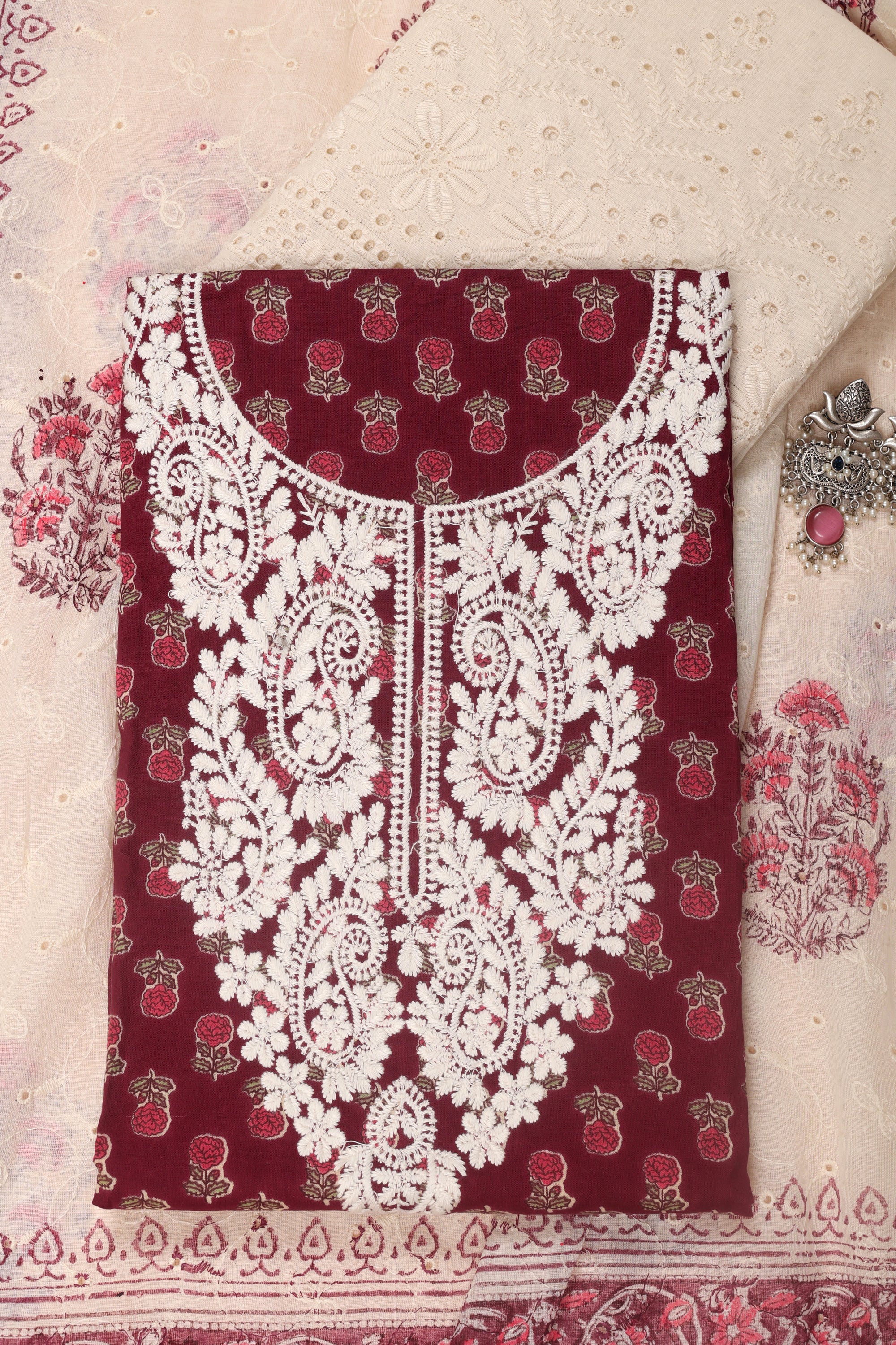 Thread Work Cotton Suit