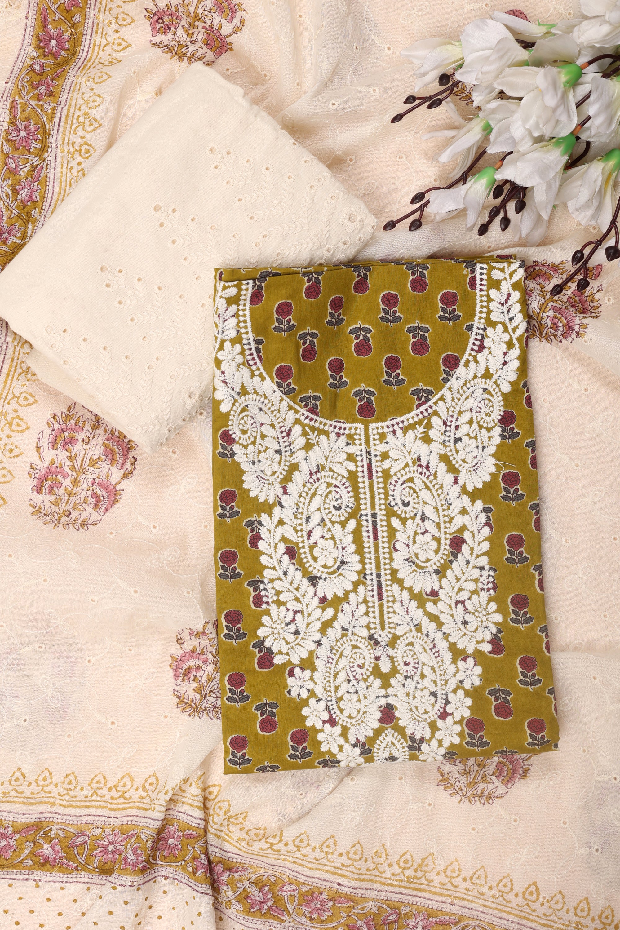 Thread Work Cotton Suit