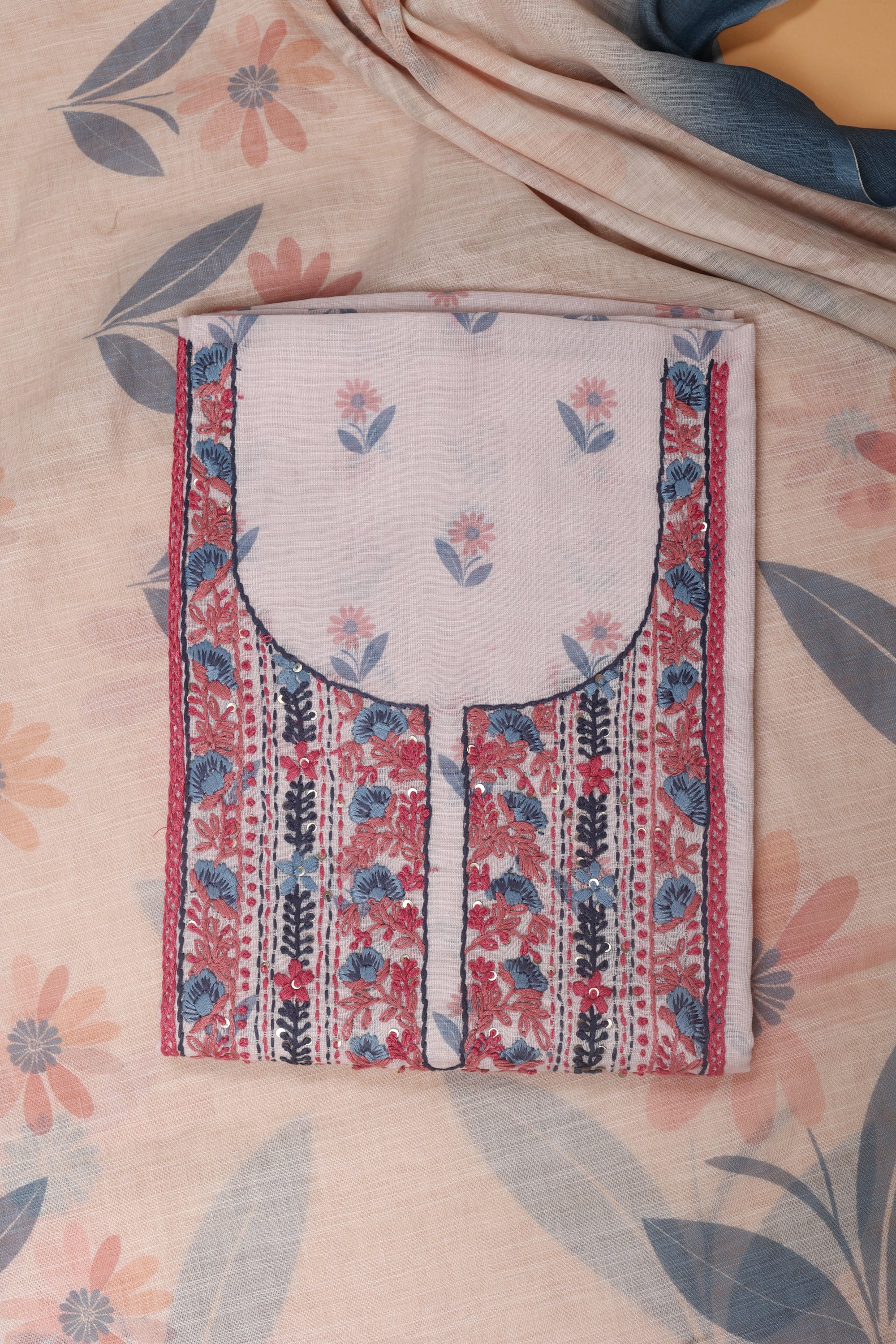 Linen Katha Work Suit