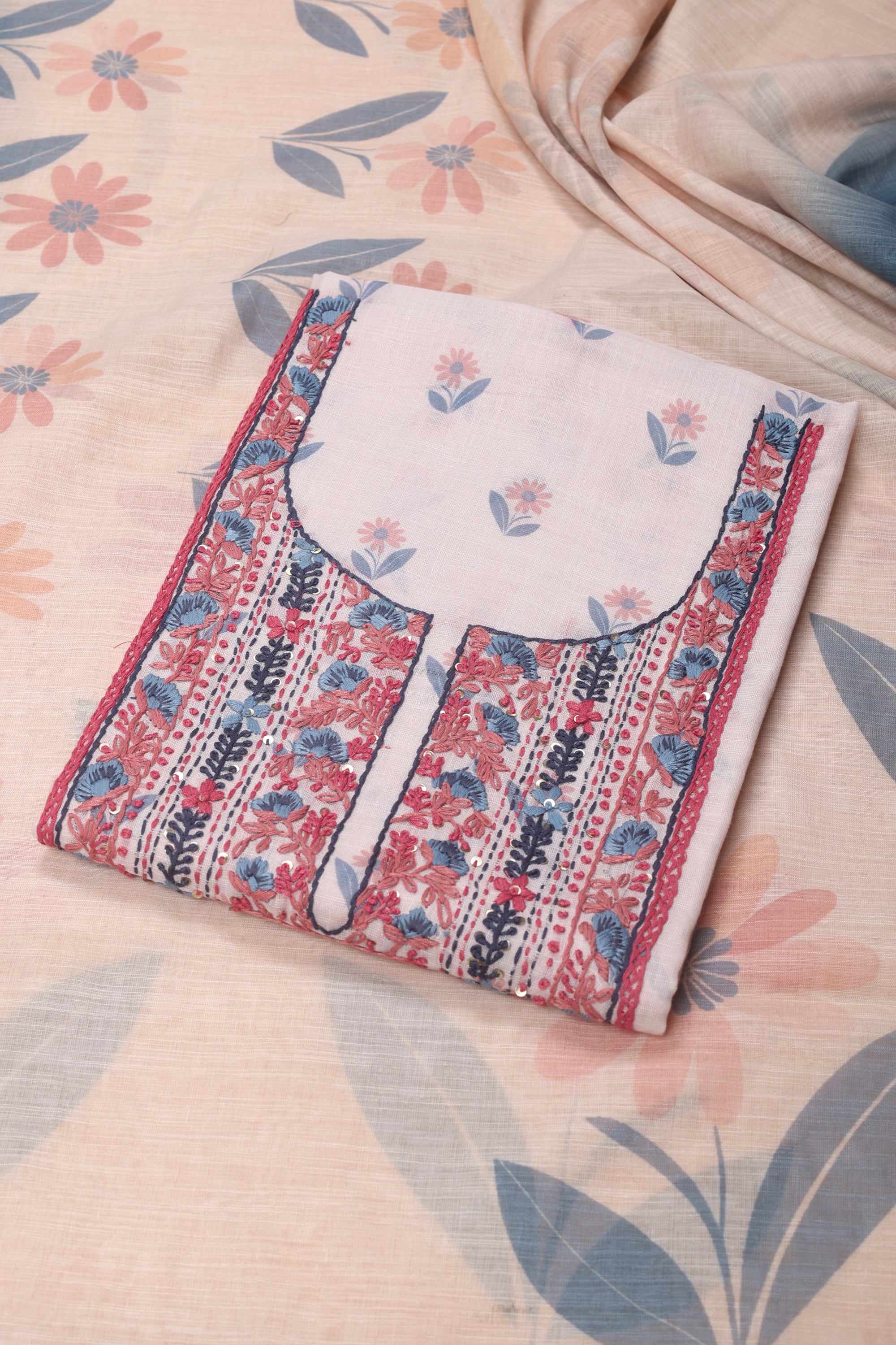 Linen Katha Work Suit