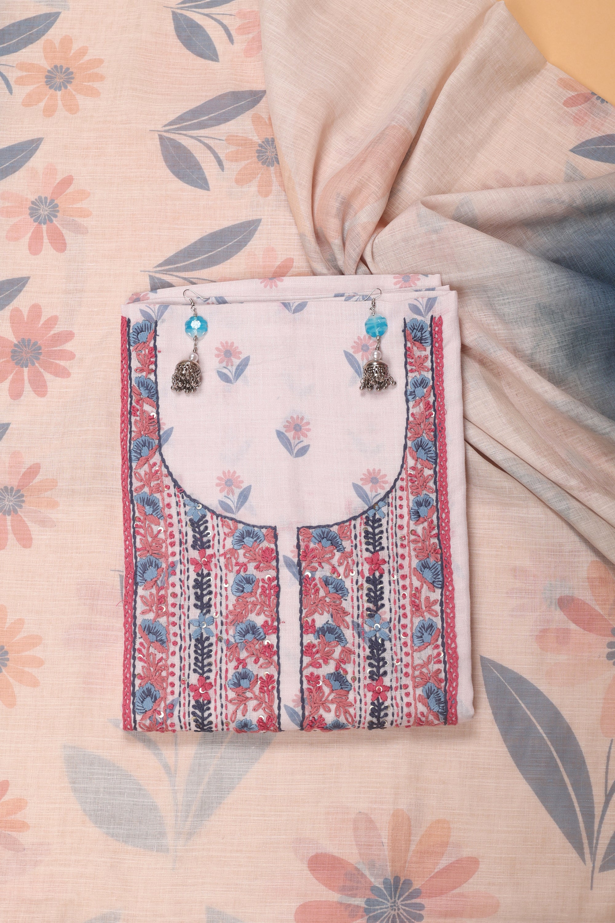 Linen Katha Work Suit