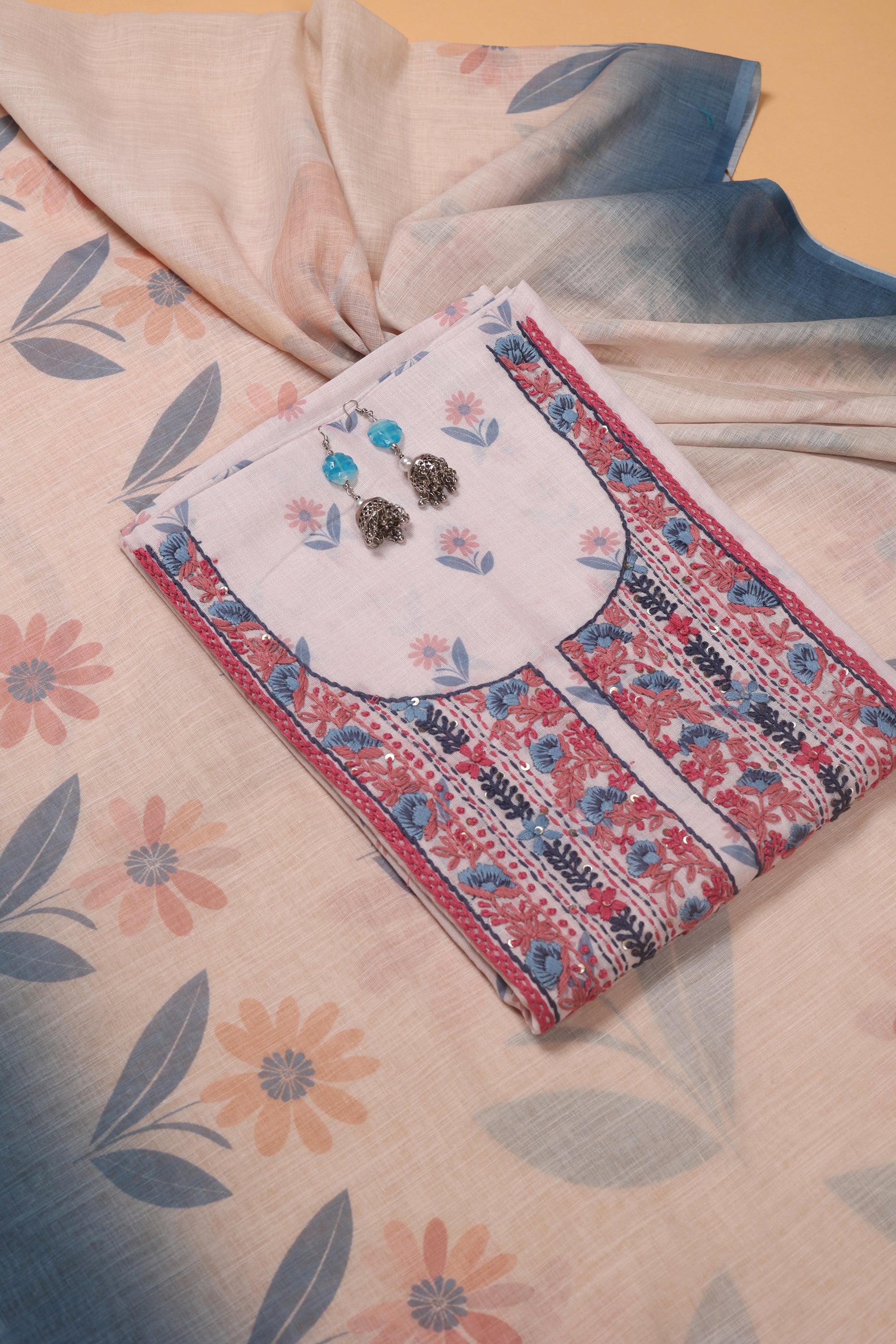 Linen Katha Work Suit