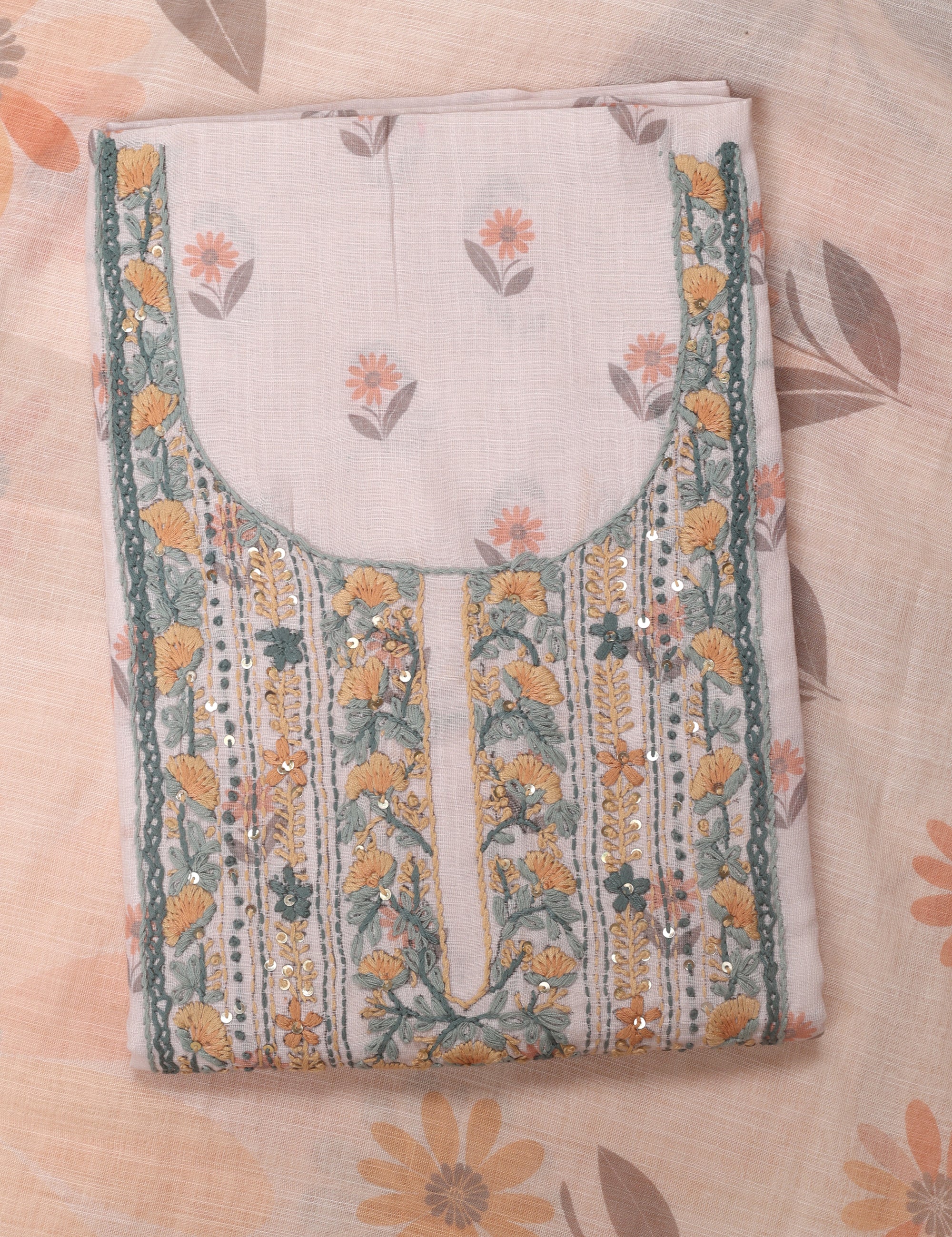 Linen Katha Work Suit