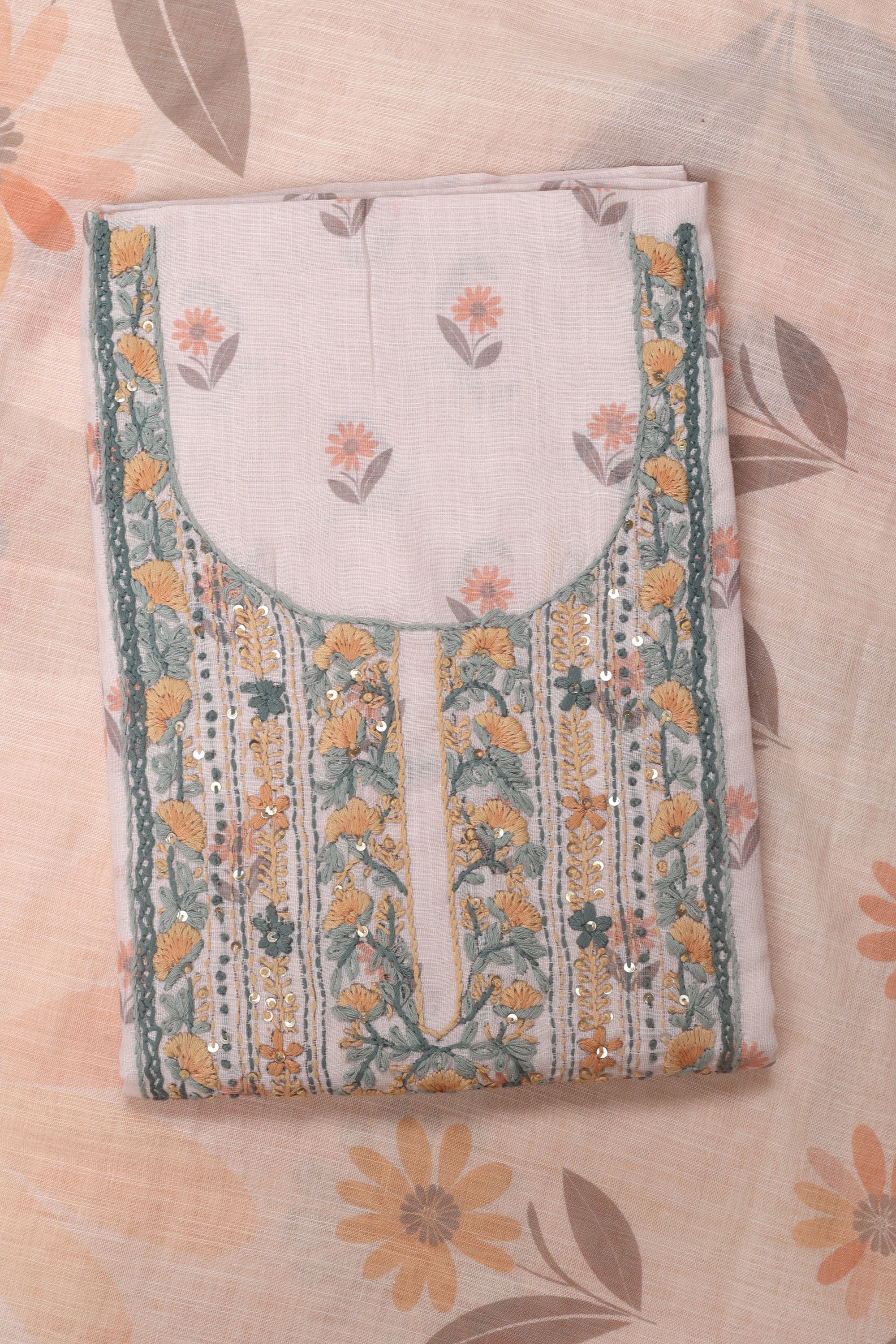 Linen Katha Work Suit