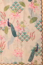 Beautiful Peacock Print Tissue Linen Suit