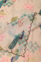 Beautiful Peacock Print Tissue Linen Suit
