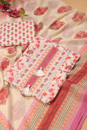 Printed Cotton Suit with Beautiful Neck