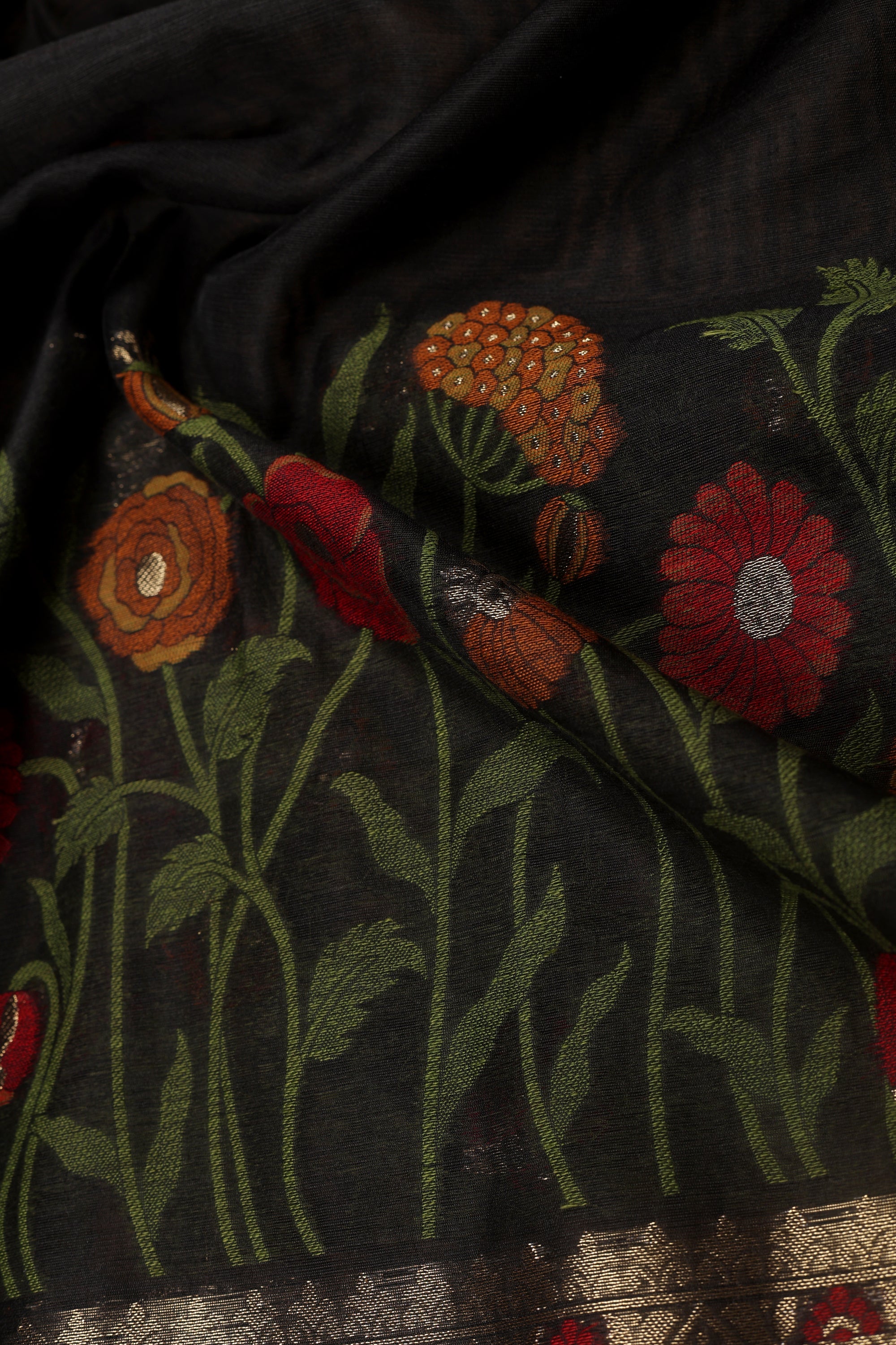 Self Thread Work Chanderi Suit