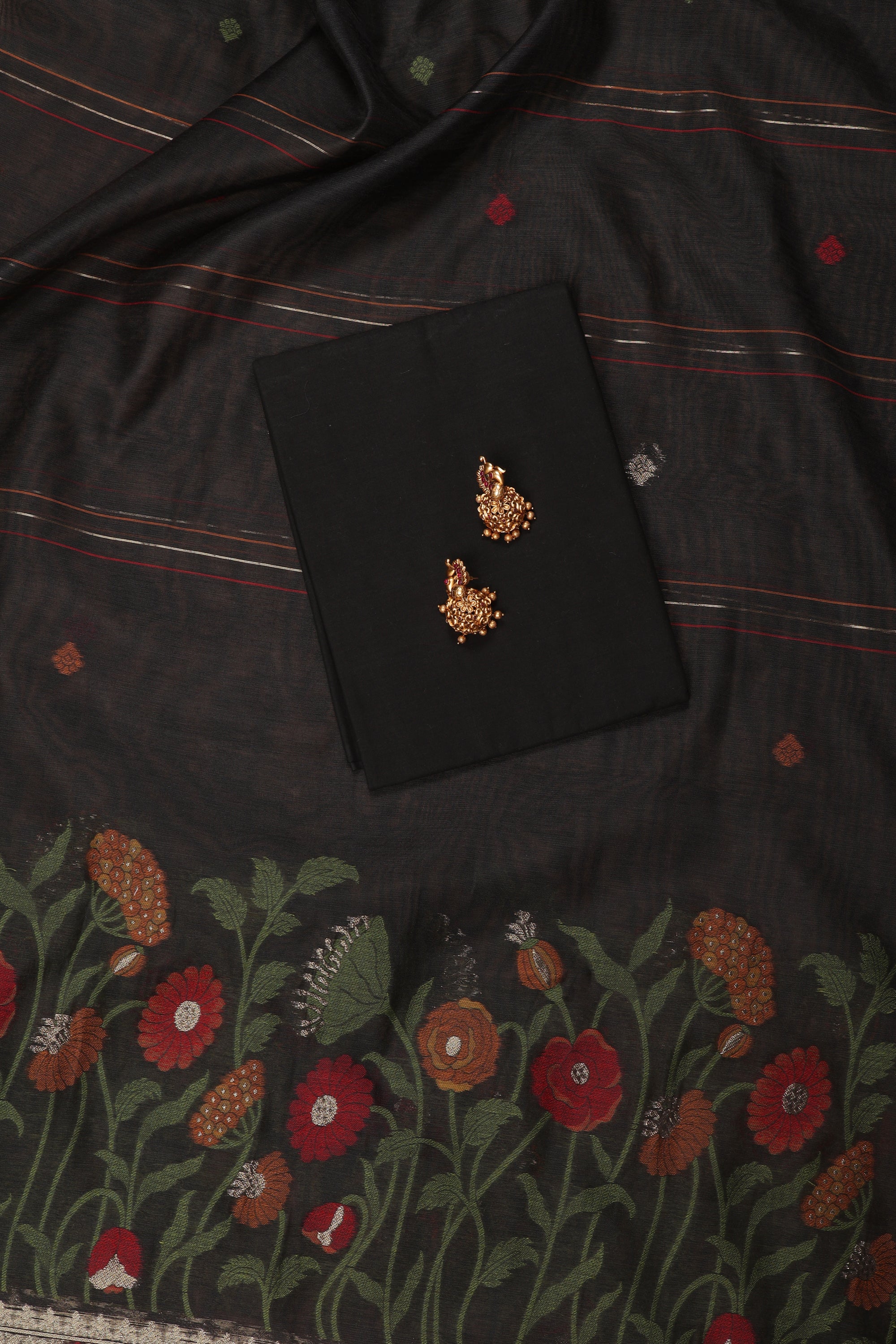Self Thread Work Chanderi Suit