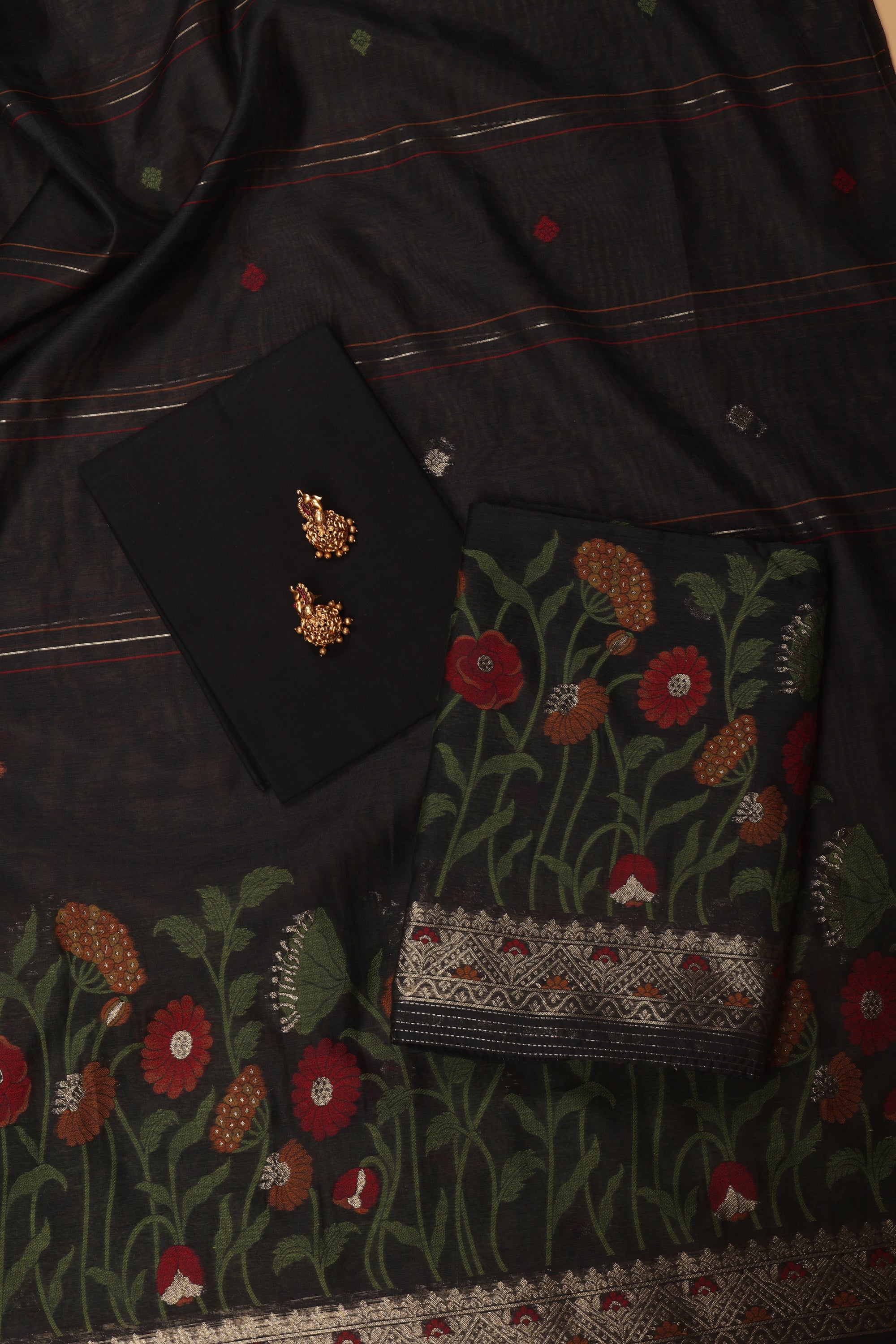 Self Thread Work Chanderi Suit