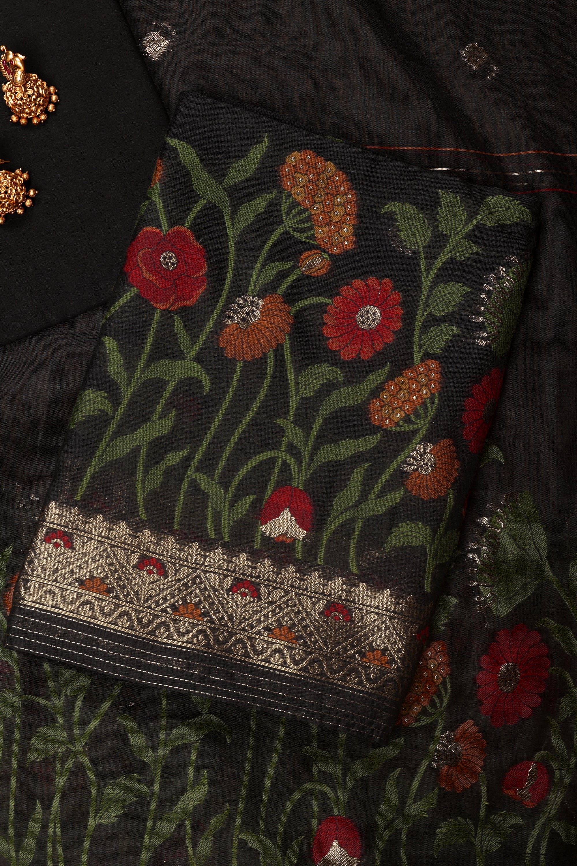 Self Thread Work Chanderi Suit