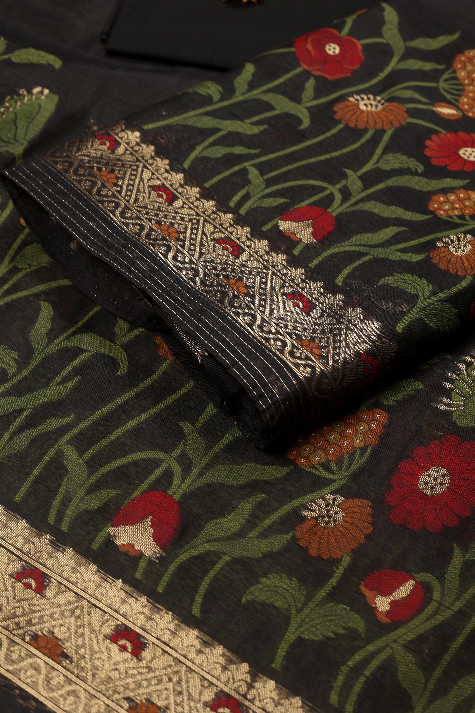 Self Thread Work Chanderi Suit