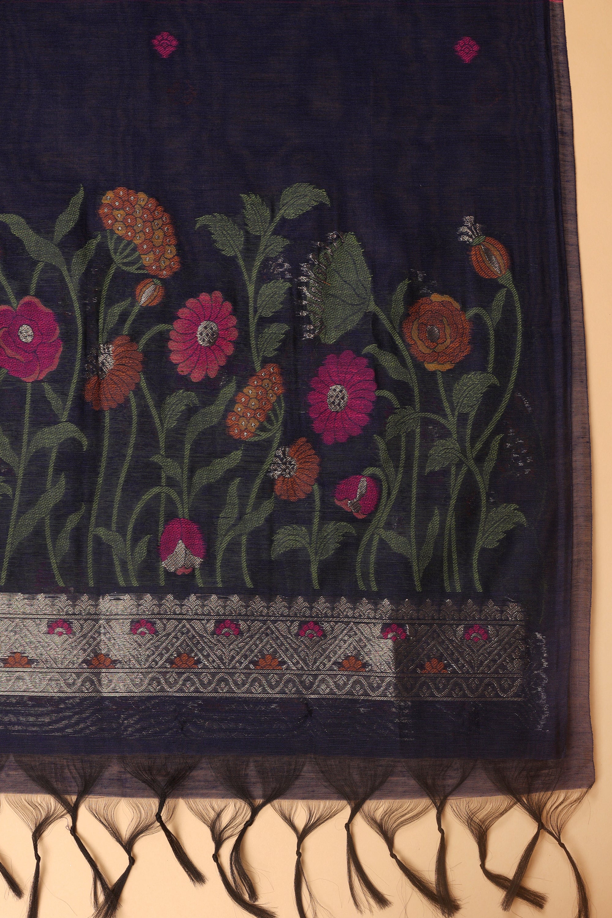 Self Thread Work Chanderi Suit