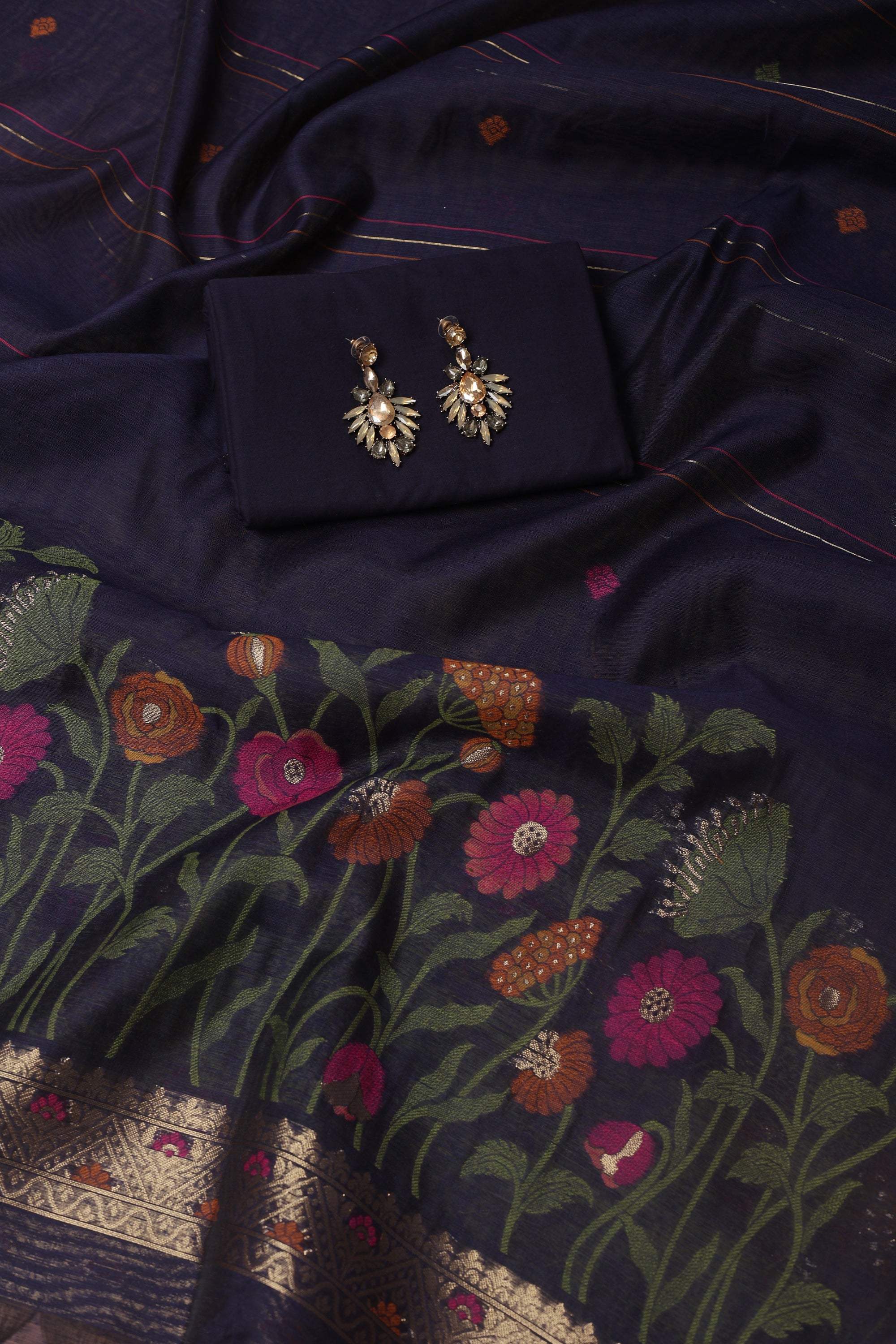 Self Thread Work Chanderi Suit