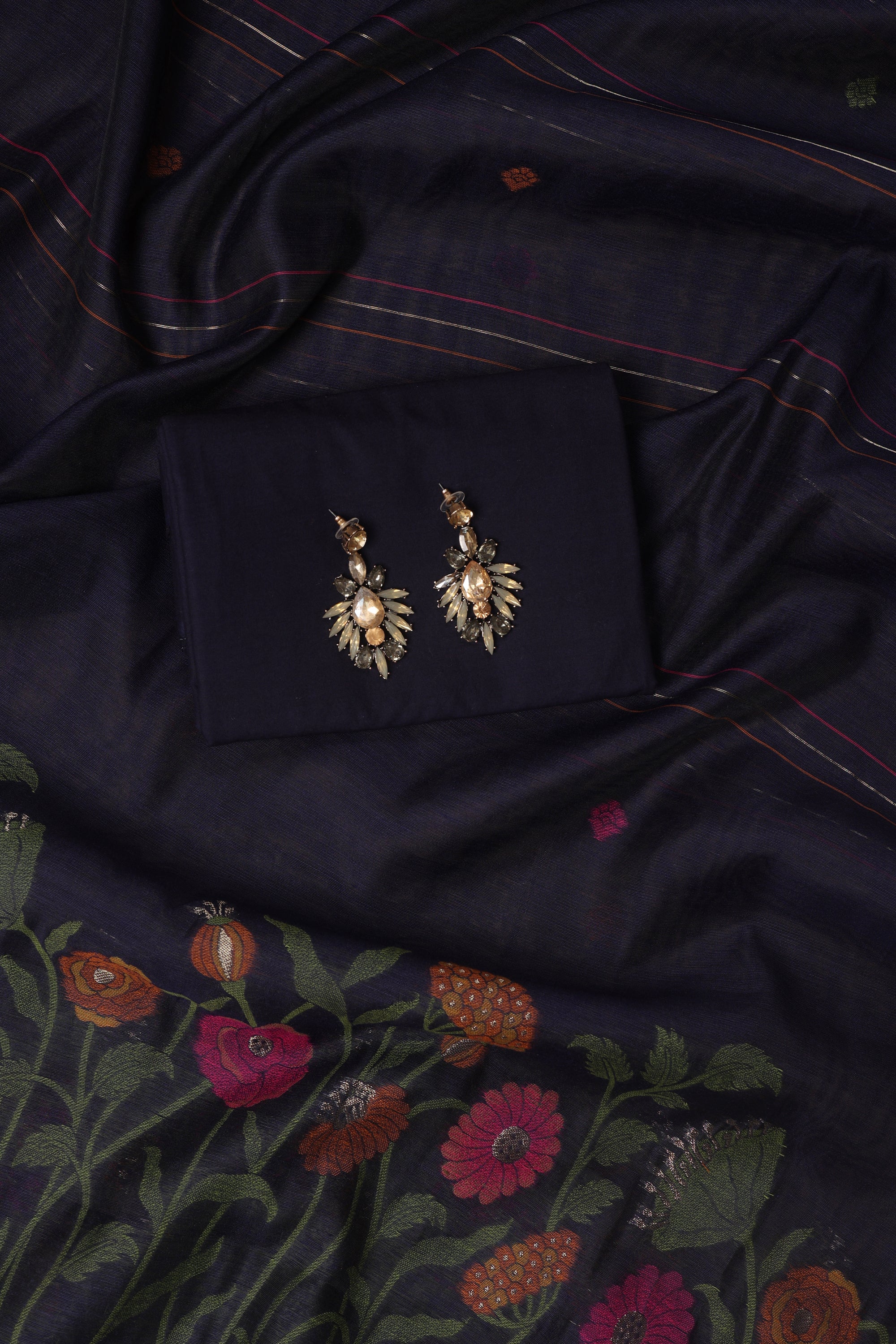 Self Thread Work Chanderi Suit