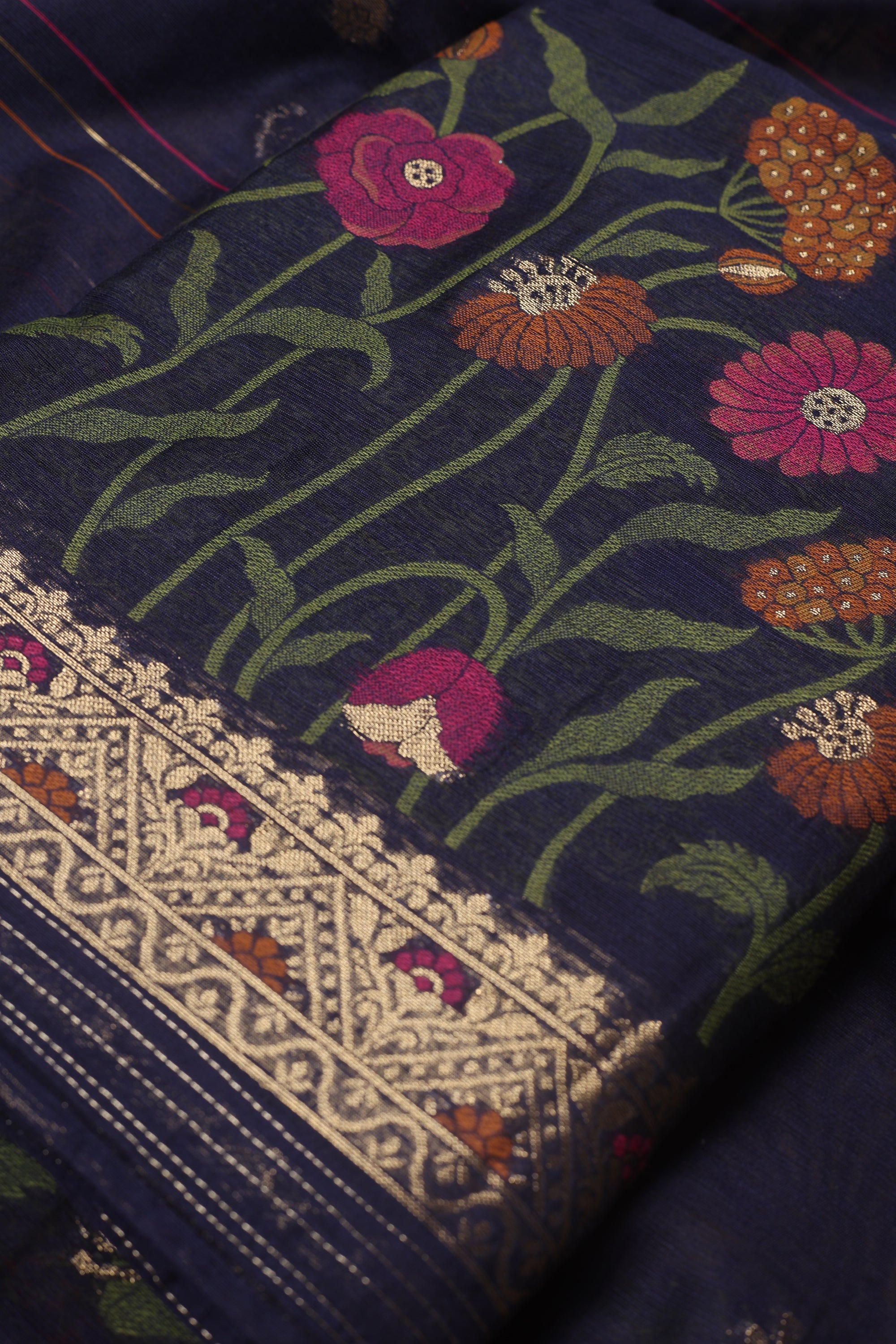 Self Thread Work Chanderi Suit