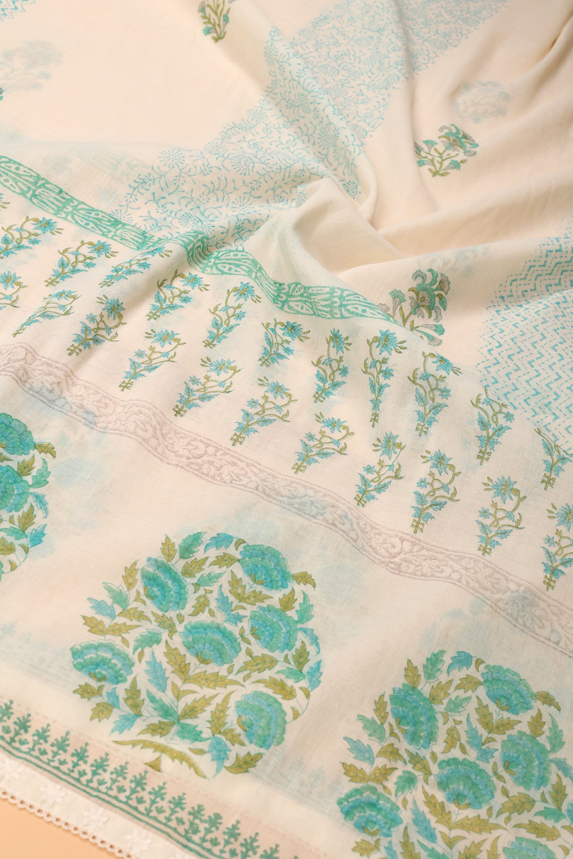 Unstitched Block Printed Suit Material