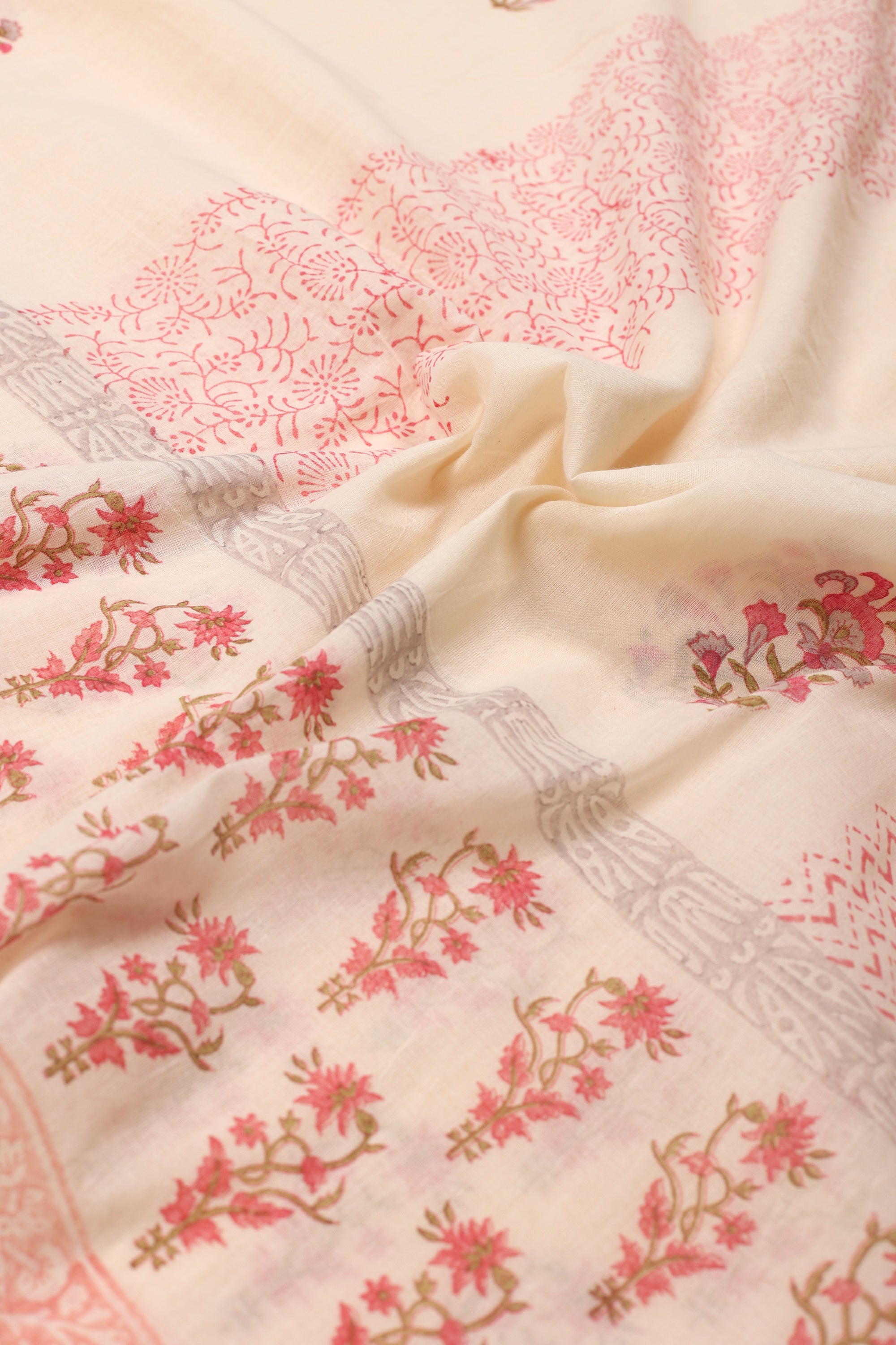 Unstitched Block Printed Suit Material