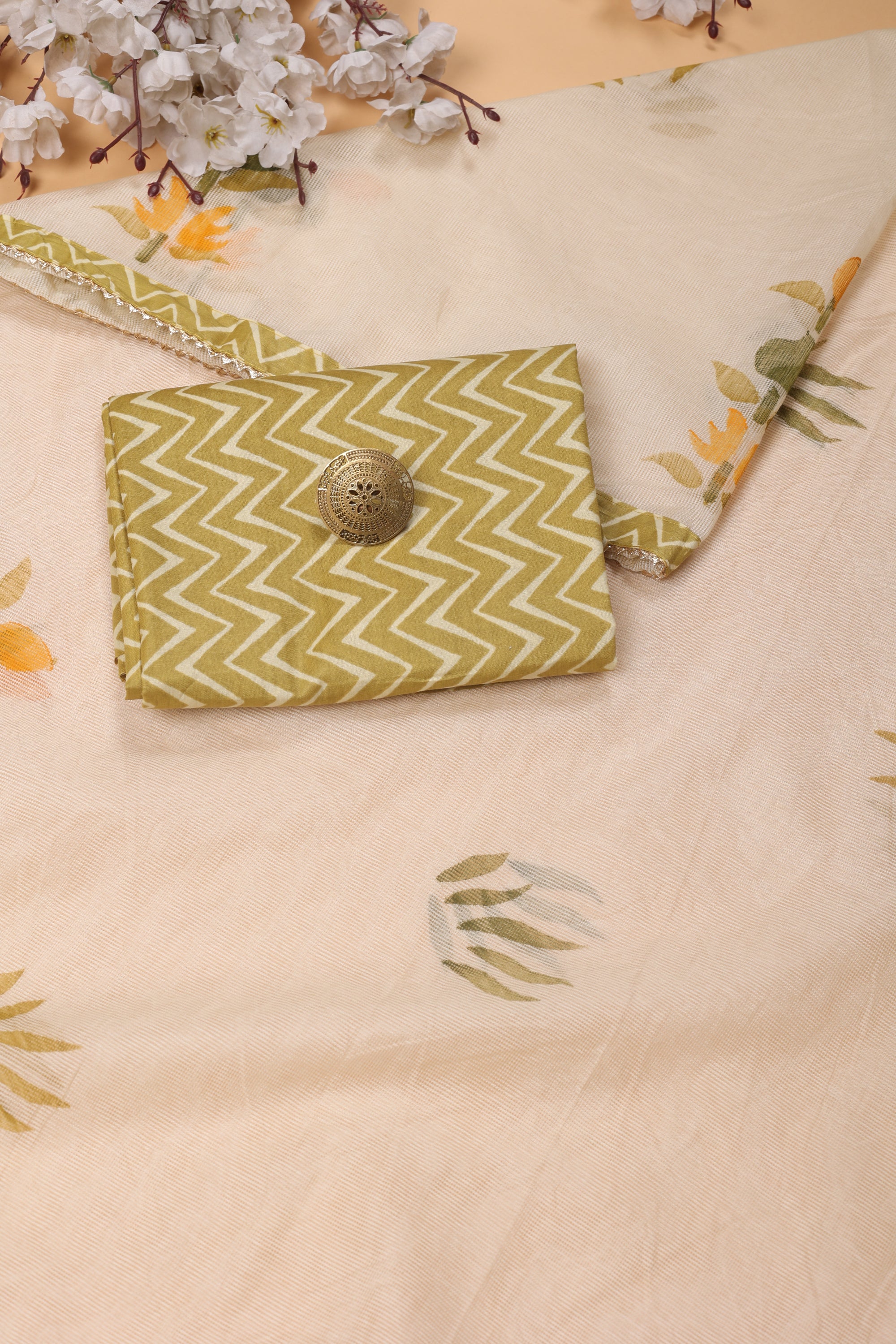 Cotton Suit with Zari & Thread Kota Doria Dhupatta