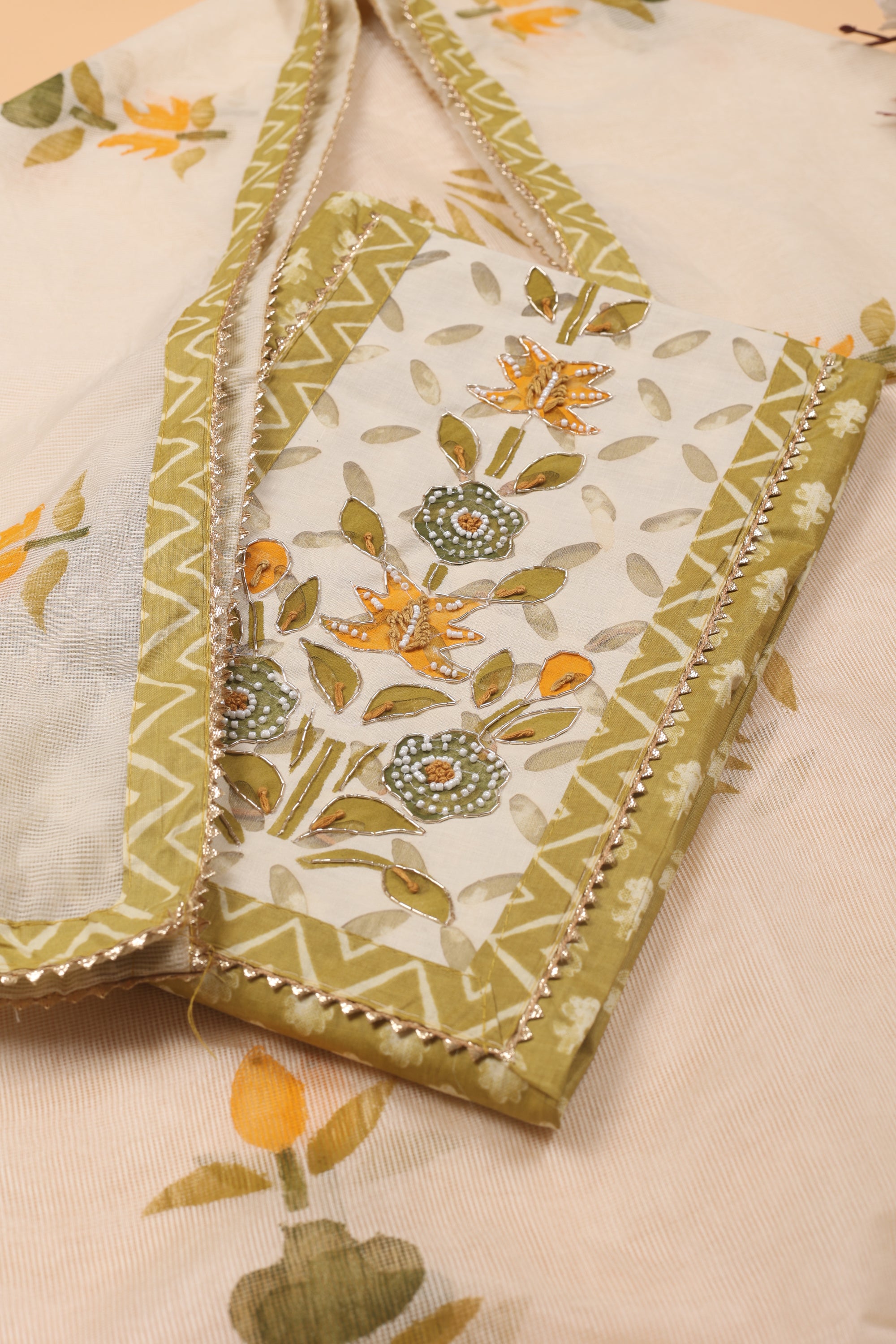 Cotton Suit with Zari & Thread Kota Doria Dhupatta