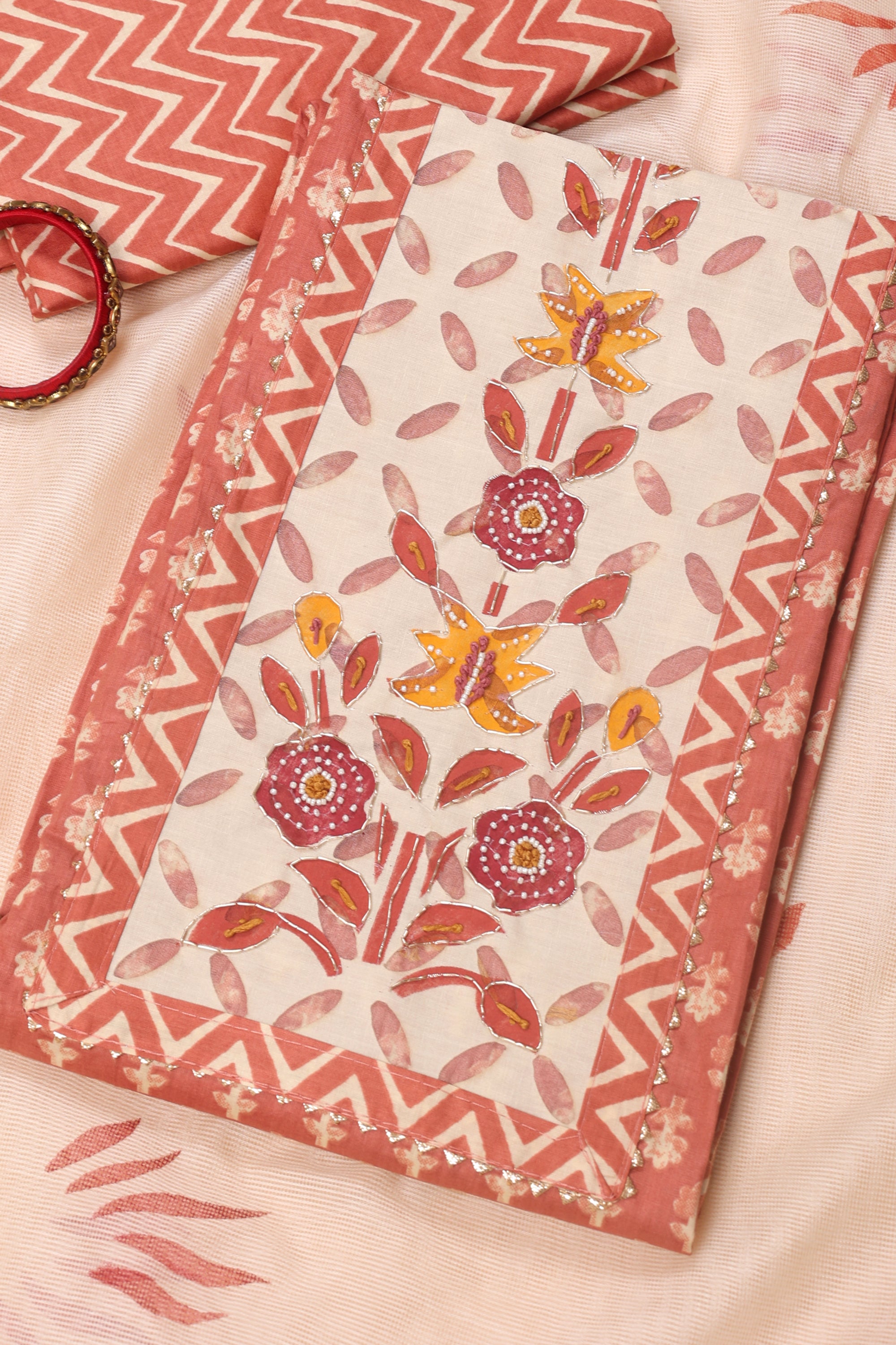 Cotton Suit with Zari & Thread Kota Doria Dhupatta