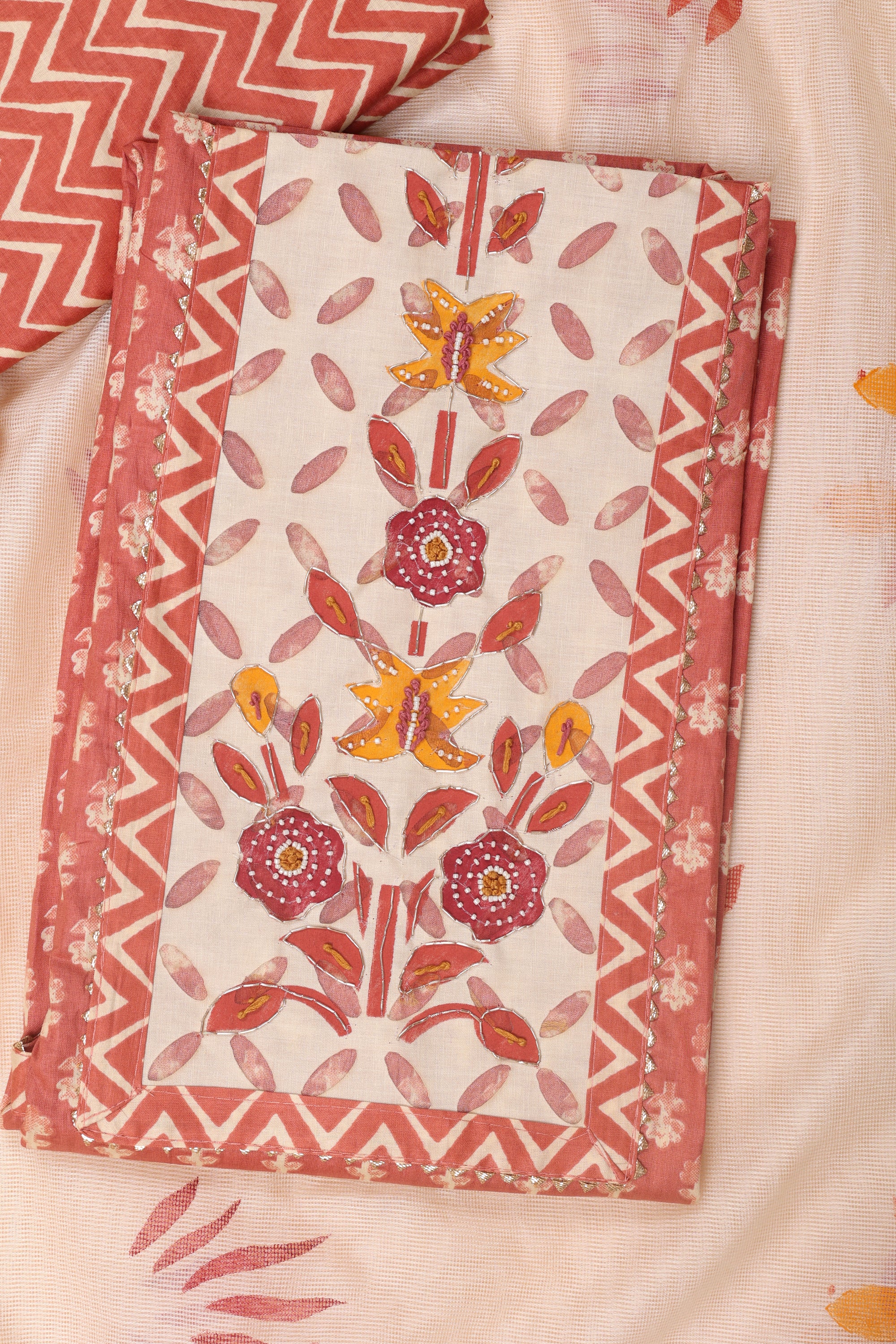 Cotton Suit with Zari & Thread Kota Doria Dhupatta