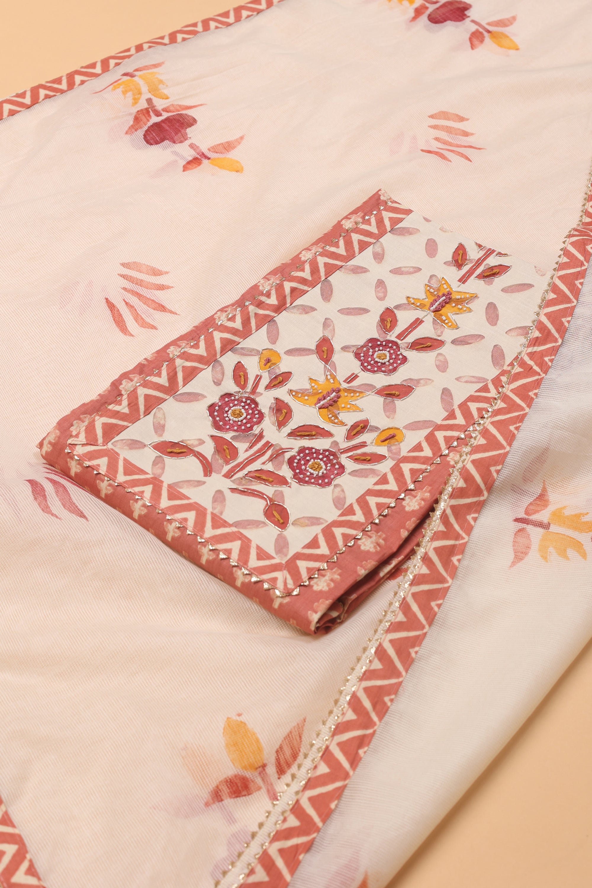 Cotton Suit with Zari & Thread Kota Doria Dhupatta