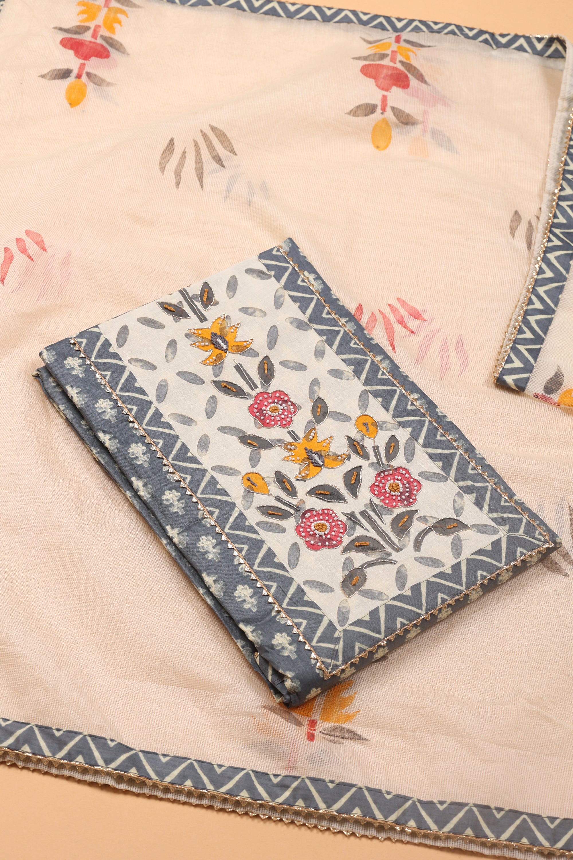 Cotton Suit with Zari & Thread Kota Doria Dhupatta