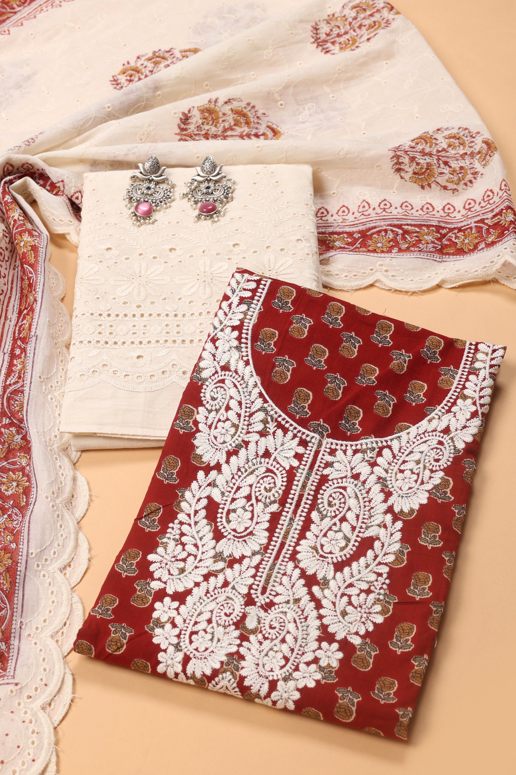 Thread Work Cotton Suit