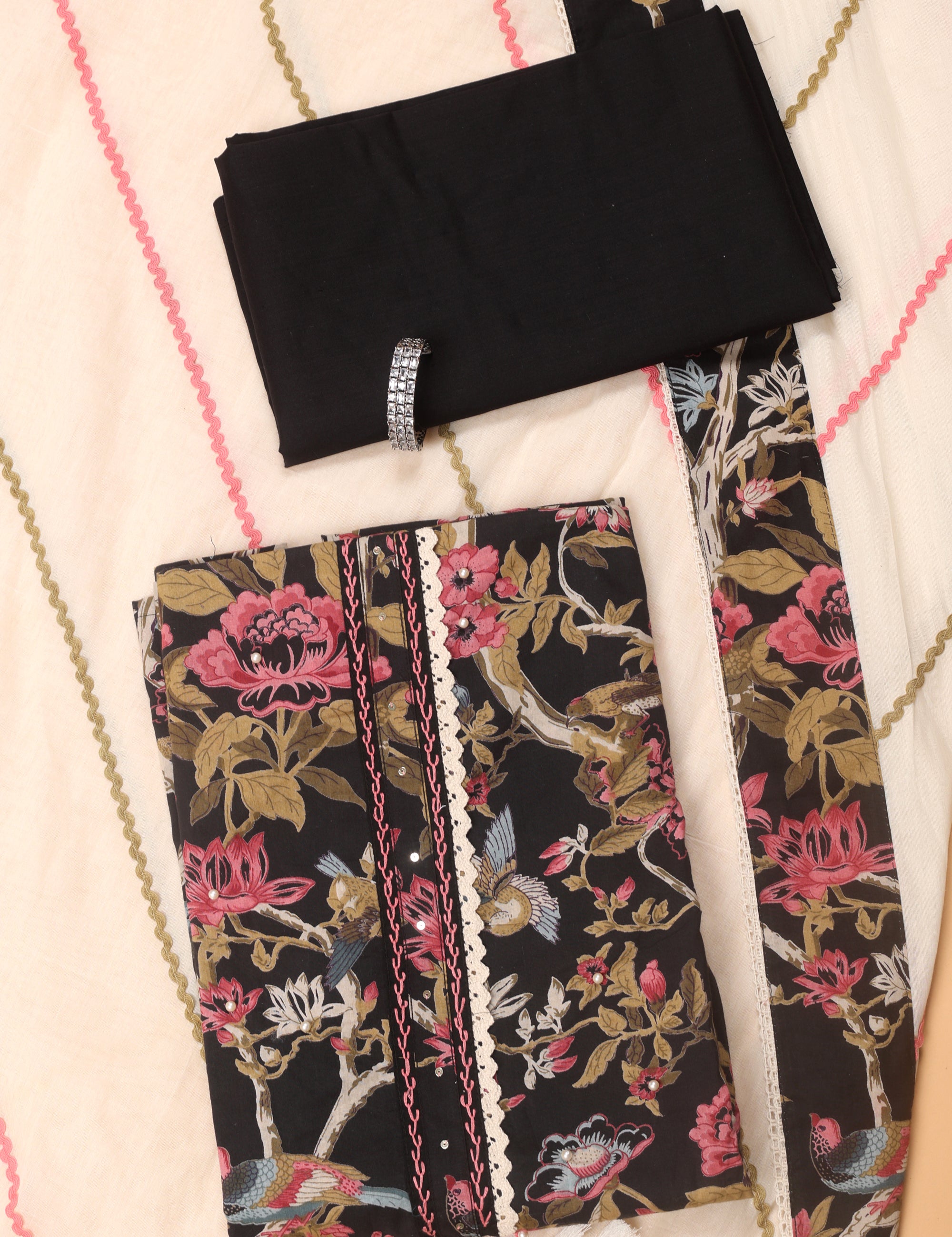 Floral Moti Work Cotton Suit