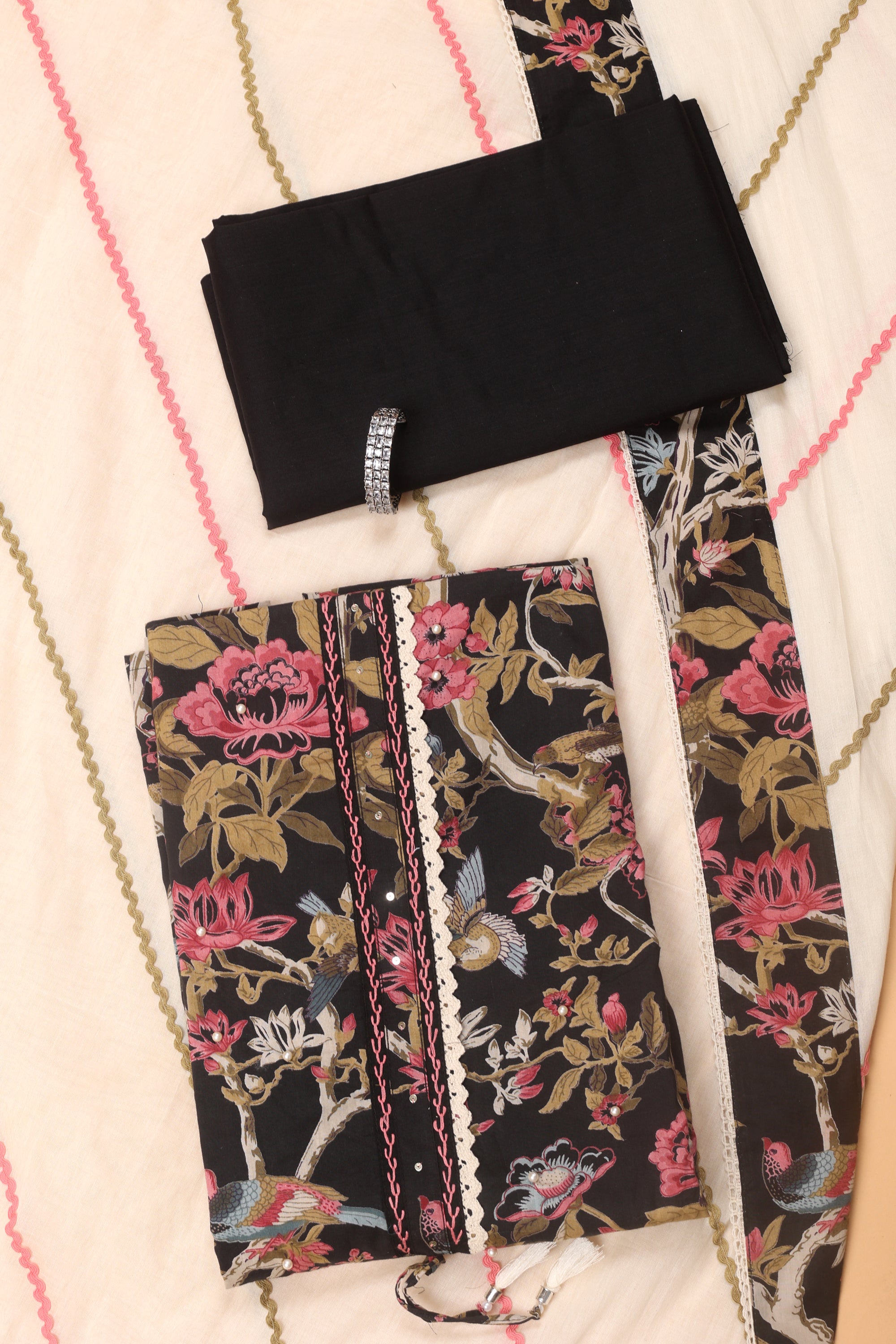 Floral Moti Work Cotton Suit