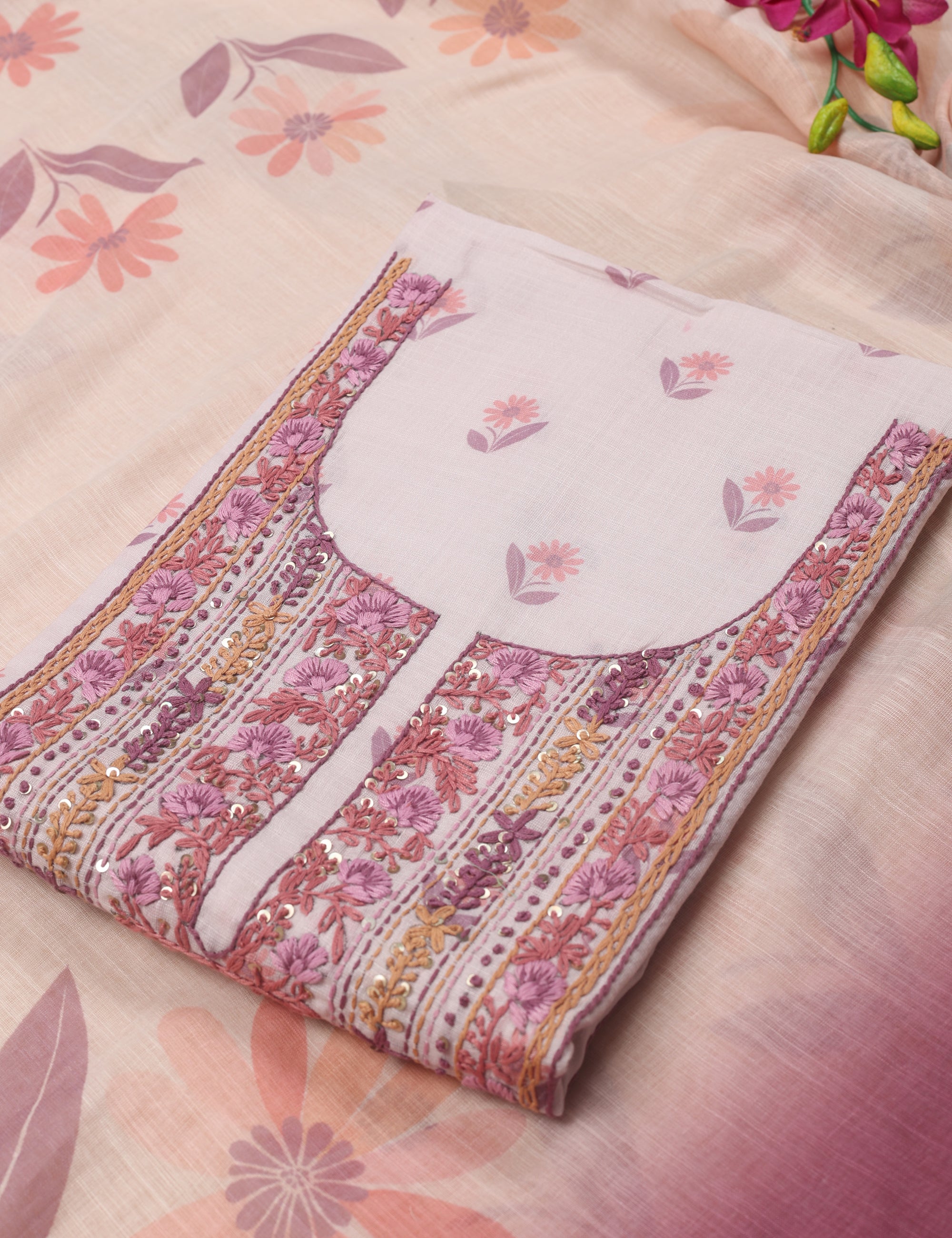 Linen Katha Work Suit