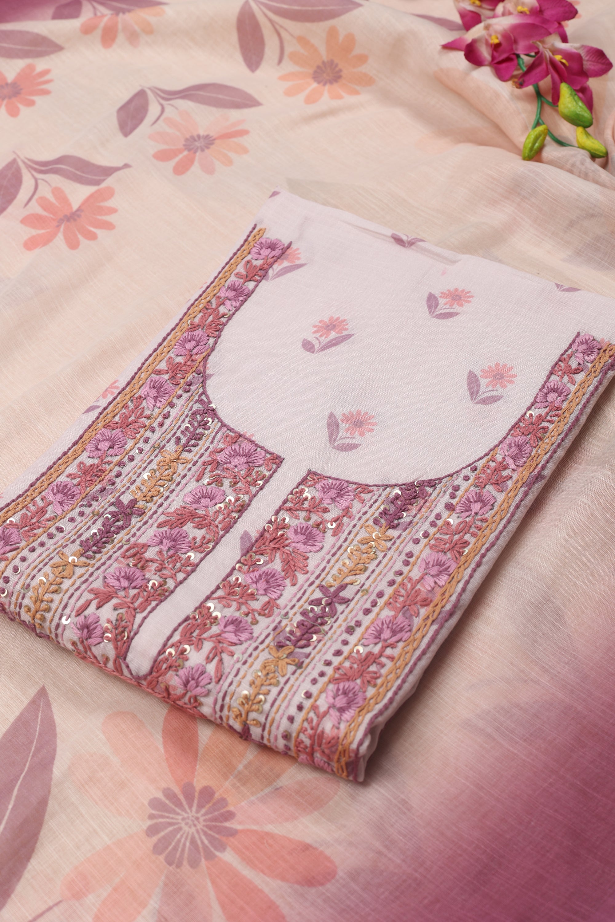 Linen Katha Work Suit