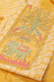 Cotton Suit with Elephant Work Neck