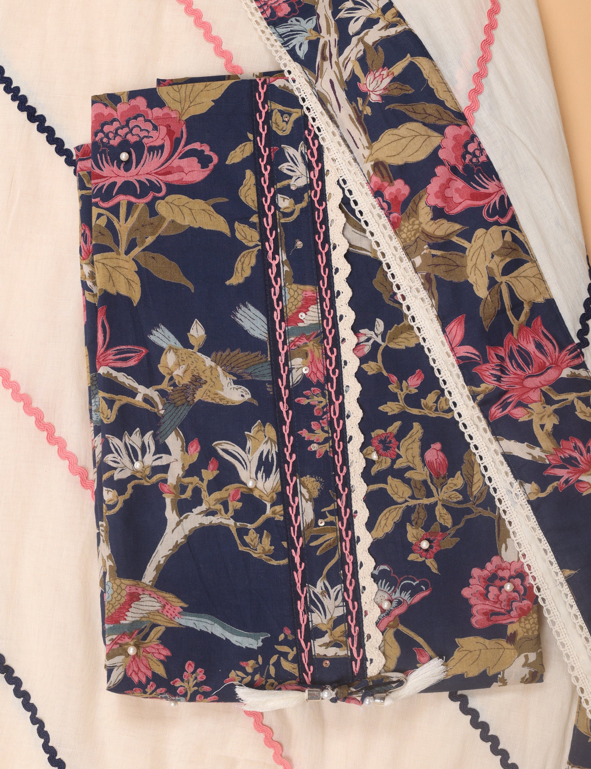Floral Moti Work Cotton Suit