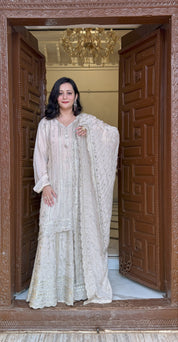 Regal Chinon Skirt Set with Heavy Zari Embroidery
