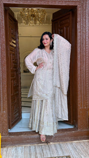 Regal Chinon Skirt Set with Heavy Zari Embroidery