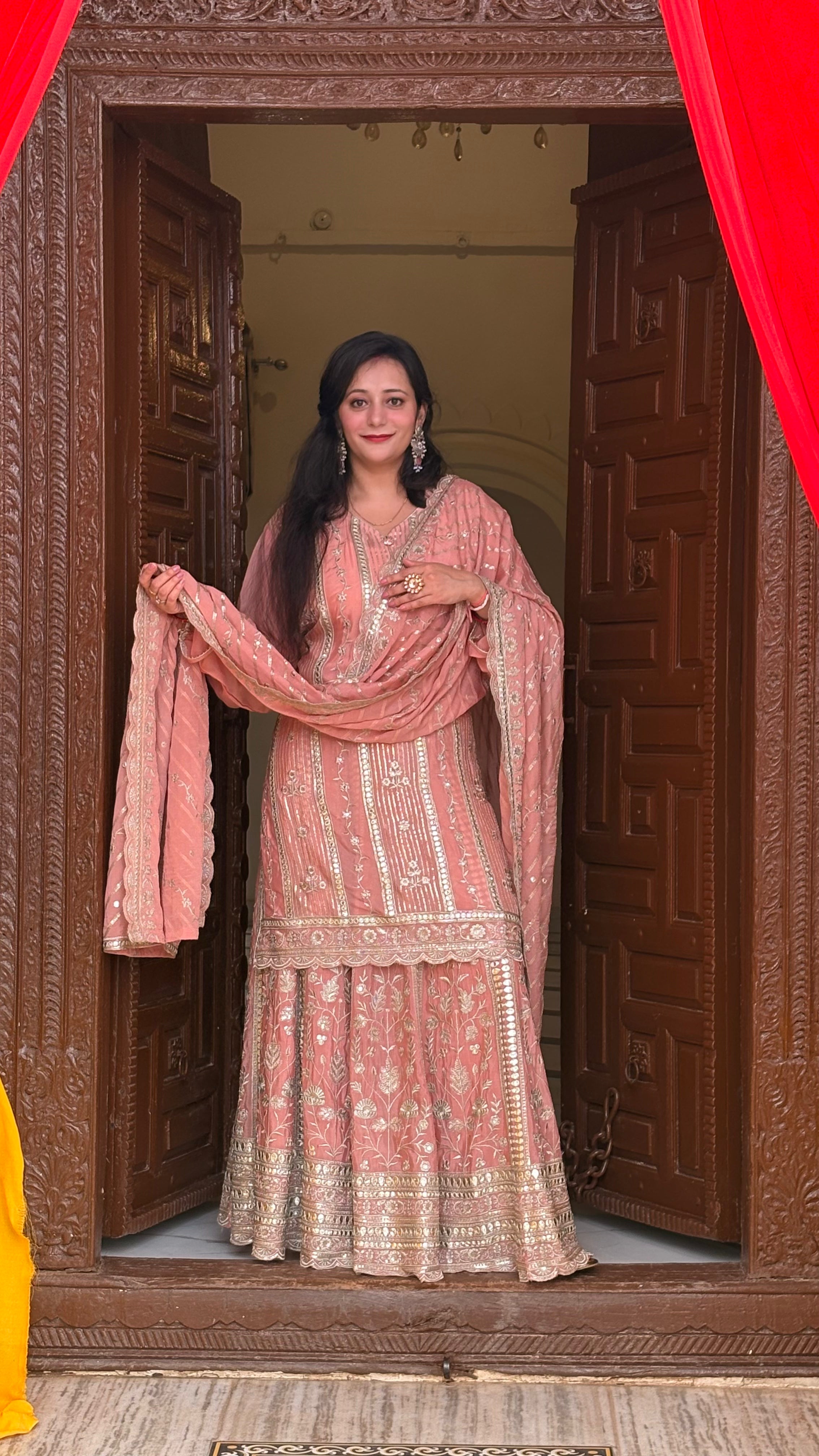Regal Chinon Skirt Set with Heavy Zari Embroidery