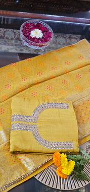 Premium Silk Suit paired with a Traditional Banarasi Dupatta