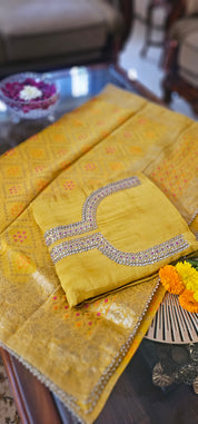 Premium Silk Suit paired with a Traditional Banarasi Dupatta