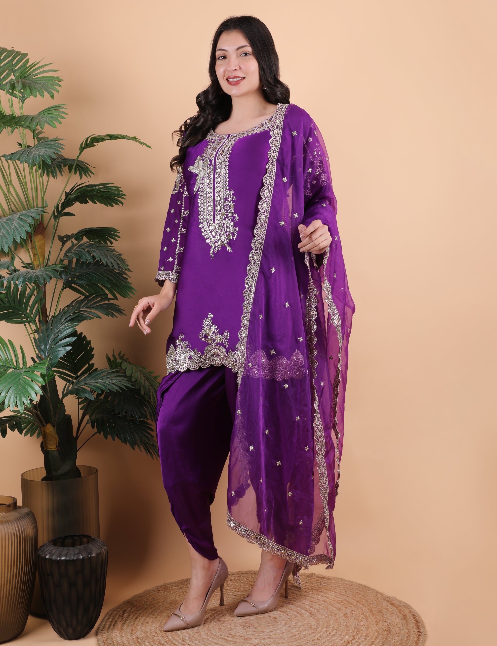 Zari Work Trending Dhoti Set