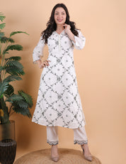 Off White Resham Thread Work Suit