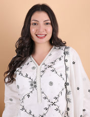 Off White Resham Thread Work Suit