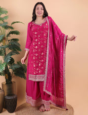 Magenta Banarasi Garara Suit