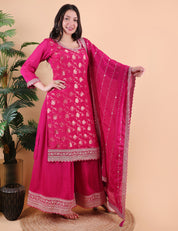 Magenta Banarasi Garara Suit