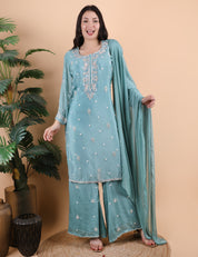 Sky Blue Plazo Set