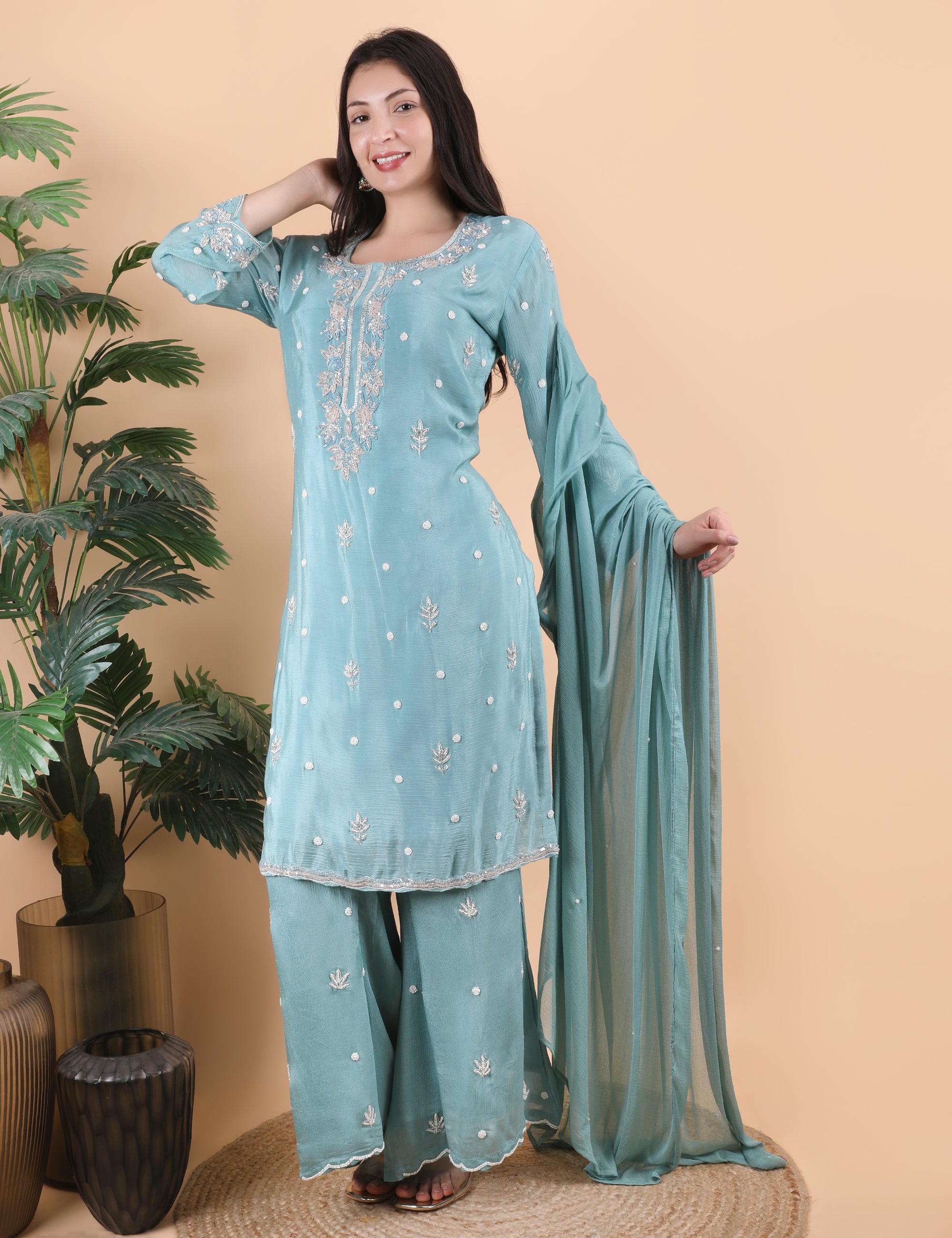 Sky Blue Plazo Set