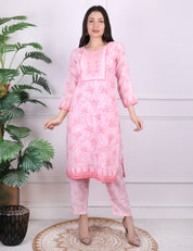 Pink Printed Kurti Set