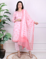 Pink Printed Kurti Set
