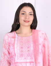 Pink Printed Kurti Set